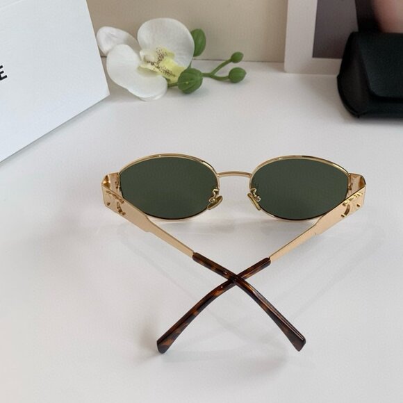 Celine Triomphe Gold Metal Oval Sunglasses - Picture 8 of 8
